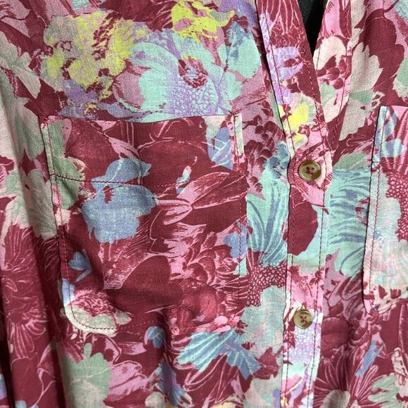 Anthropologie pilcro women’s xs the romy relaxed button down floral oversized - Picture 2 of 6